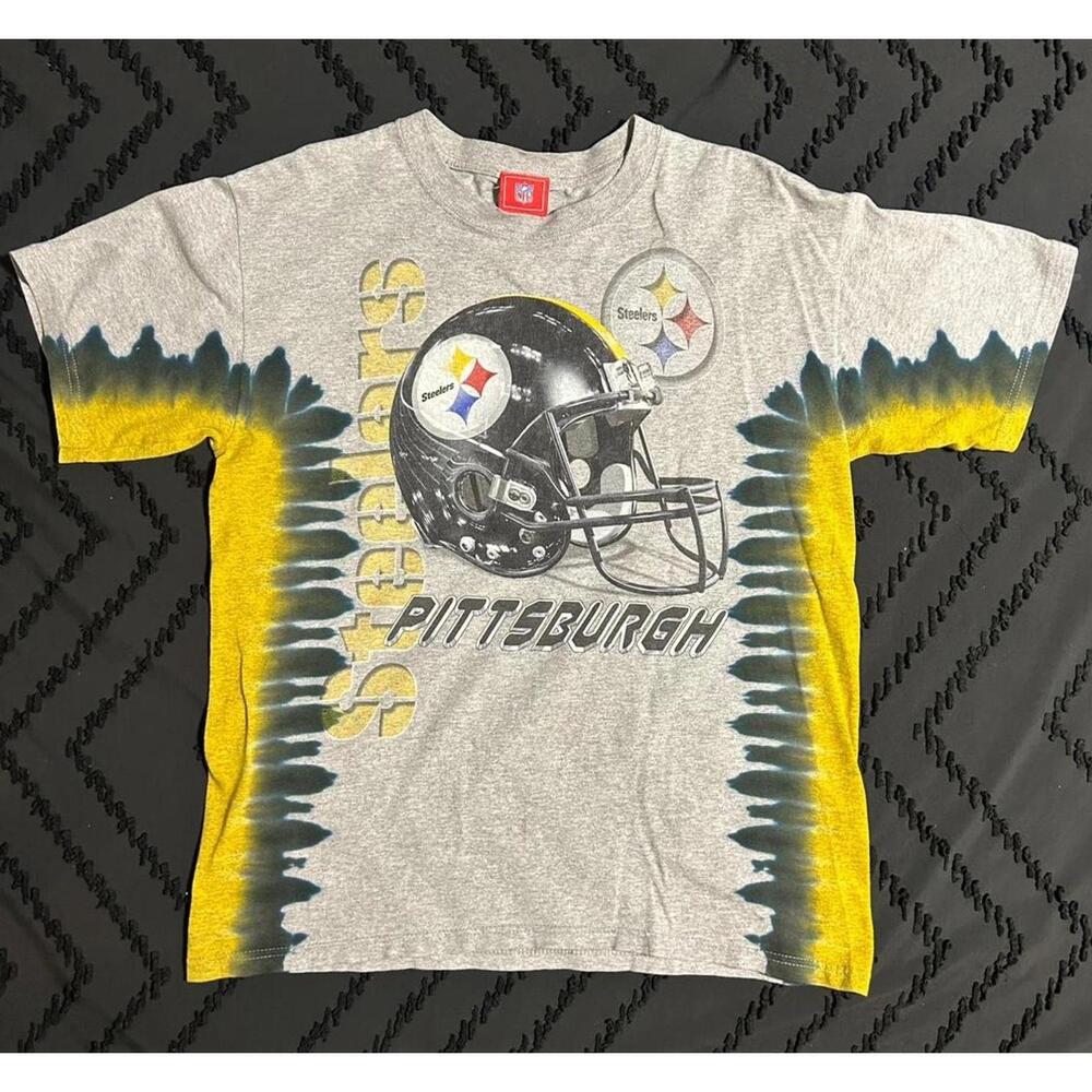 Vintage NFL Pittsburgh Steelers Retro Y2K Black / Yellow Tie-Dye T-shirt Medium